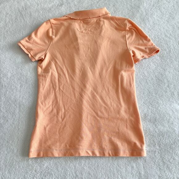 Y2K Heatherette Unicorn Polo Shirt Small Peach Orange Short Sleeve Distressed - Picture 5 of 10